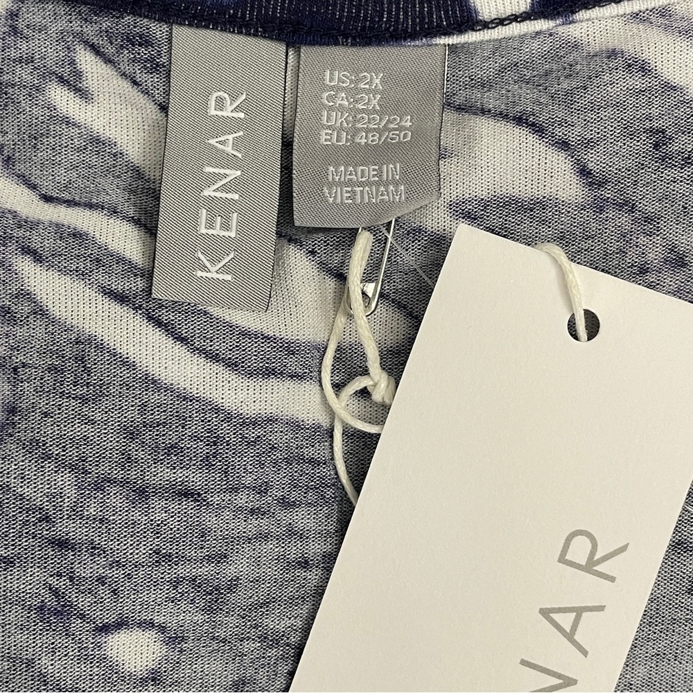 Kenar plus dark blue and white tie dye tunic NWT 2X - Picture 6 of 6